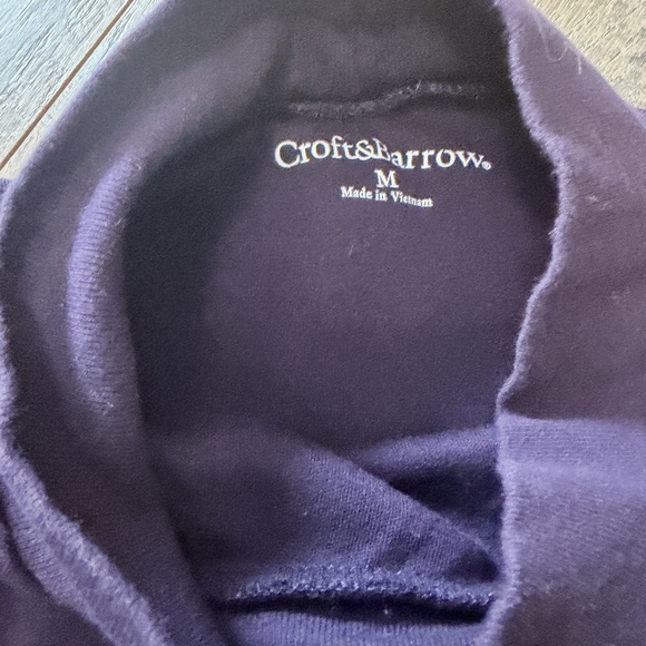 Crunchy mom natural fibers 100% cotton mock neck long sleeve purple classic top - Picture 2 of 6